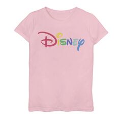 Футболка с радужным логотипом Disney для девочек 7–16 лет Disney, розовый