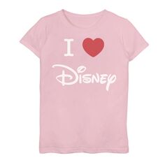 Футболка с логотипом Disney для девочек 7–16 лет I Love Disney Heart Disney, розовый
