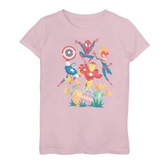 Пасхальная футболка с изображением «Марвел Мстителей» для девочек 7–16 лет «Охота за яйцами» Licensed Character, розовый