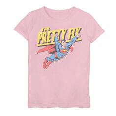 Футболка с рисунком в стиле ретро для девочек 7–16 лет «Супермен Pretty Fly» DC Comics, розовый