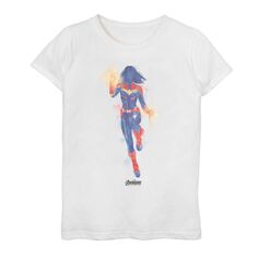 Футболка с графическим рисунком «Марвел Мстители: Финал» для девочек 7–16 лет «Капитан Марвел», аэрозольная краска Marvel