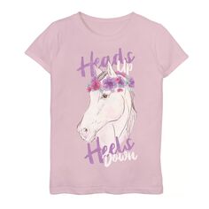 Футболка Fifth Sun Heads UP Heels Down Horse для девочек 7–16 лет с рисунком лошади Licensed Character, розовый