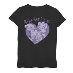 Футболка Ed, Edd n Eddy The Kanker Sisters для девочек 7–16 лет с фиолетовым рисунком в форме сердца и портретом Cartoon Network