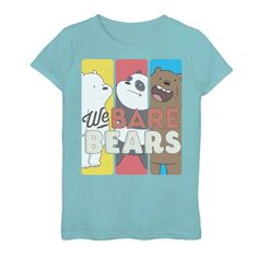 Футболка We Bare Bears для девочек 7–16 лет с графическими панелями и портретами Cartoon Network