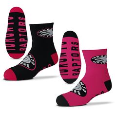 Комплект из двух командных носков Youth For Bare Feet Toronto Raptors длиной в четверть длины Unbranded