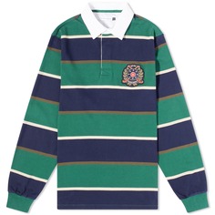 Футболка-поло Pop Trading Company Striped Rugby Crest, синий/зеленый