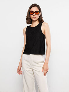 Женская блузка без рукавов с круглым вырезом и узором LCW Limited