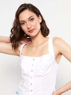 Женская блузка из поплина без рукавов с U-образным вырезом LCW Limited