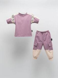 Детская футболка с коротким рукавом и спортивными штанами с круглым вырезом и принтом Moi Noi