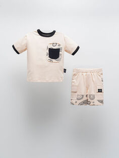 Детская футболка и шорты с короткими рукавами и принтом с круглым вырезом Moi Noi