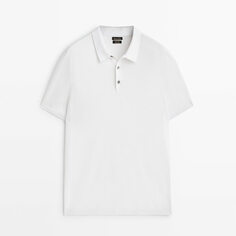 Поло Massimo Dutti Short Sleeve Cotton Sweater, белый