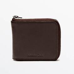 Кошелек Massimo Dutti Leather With Zip, коричневый