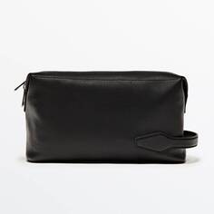 Сумка Massimo Dutti Nappa Leather Toiletry, черный