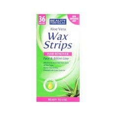 Beauty Formulas Wax Strips Hair Remover Полоски для депиляции с алоэ вера для лица и зоны бикини 36шт.