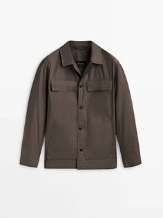Куртка-рубашка Massimo Dutti technical fabric with pockets, коричневый