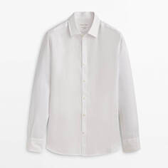 Рубашка Massimo Dutti 100% Linen Slim-Fit, белый