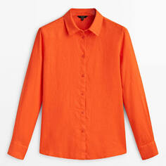 Рубашка Massimo Dutti 100% Linen, ярко-оранжевый