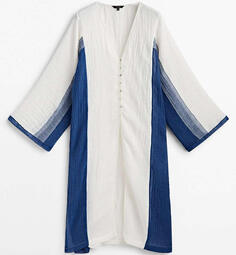 Блуза Massimo Dutti Contrast Waffle Knit, белый