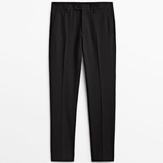 Костюмные брюки из биэластичной шерсти Massimo Dutti, черный