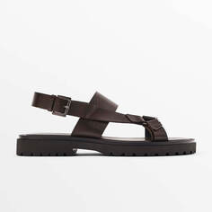 Кожаные сандалии Massimo Dutti, коричневый