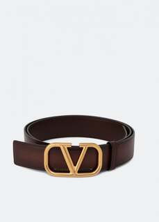 Ремень VALENTINO GARAVANI VLogo Signature leather belt, коричневый