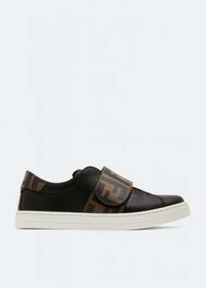 Кроссовки FENDI Leather low-top sneakers, черный