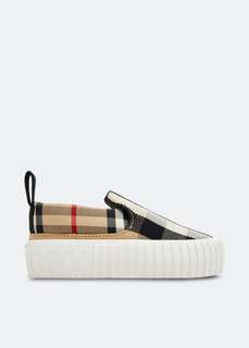 Кроссовки BURBERRY Check cotton sneakers, принт