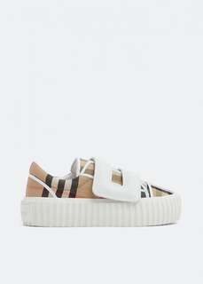 Кроссовки BURBERRY Mark checked sneakers, бежевый