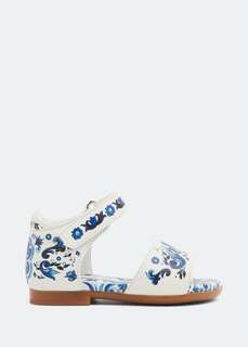 Сандалии DOLCE&amp;GABBANA Majolica-print calfskin sandals, принт