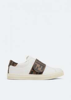 Кроссовки FENDI Leather low-top sneakers, белый