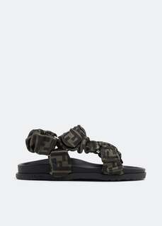 Сандалии FENDI FF satin sandals, коричневый