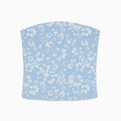 Топ Bershka Printed Bandeau, голубой