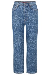 Джинсы Hugo Boss Modern-fit Jeans In Paisley-pattern Rigid Denim, синий