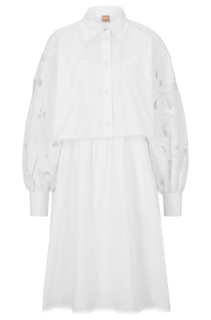 Платье Boss Relaxed-fit In Pure Cotton With Broderie Anglaise, белый