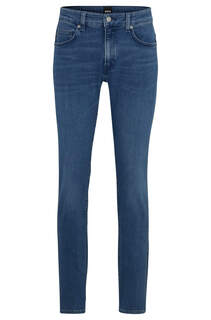Джинсы Boss Slim-fit Jeans In Coal-navy Italian Cashmere-touch, синий
