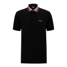 Рубашка-поло Hugo Boss Regular-fit Cotton-pique With Rainbow Logo, черный