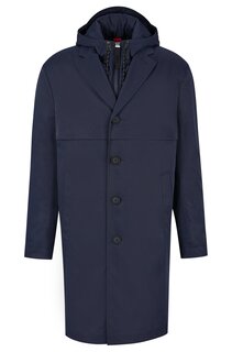 Водоотталкивающее пальто свободного кроя с внутренней застежкой-молнией BOSS, темно-синий