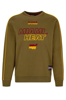 Свитшот Hugo Boss X NBA Cotton-blend Regular-fit With Collaborative Branding Miami Heat, хаки