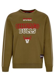 Свитшот Hugo Boss X NBA Cotton-blend Regular-fit With Collaborative Branding Bulls, хаки
