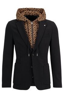 Куртка Hugo Boss Slim-fit With Monogram-patterned Inner, черный