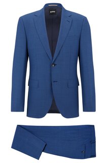 Костюм Hugo Boss Regular-fit In Micro-patterned Virgin Wool, темно-синий