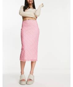 Розовая сетчатая юбка миди с принтом Daisy Street