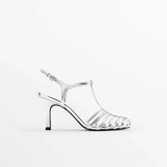 Босоножки Massimo Dutti Cage With Laminated Heel - Studio, серебристый