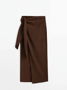 Юбка Massimo Dutti Textured Wrap - Studio, коричневый