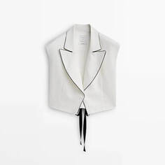 Жилет Massimo Dutti Linen With Contrast Detail - Studio, белый