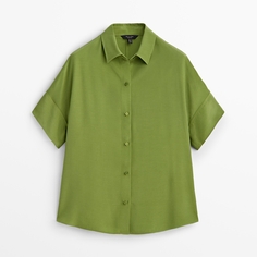 Рубашка Massimo Dutti Flowing Short Sleeve, зеленый