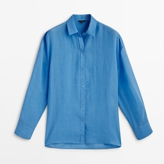 Рубашка Massimo Dutti 100% Ramie Oversize, синий