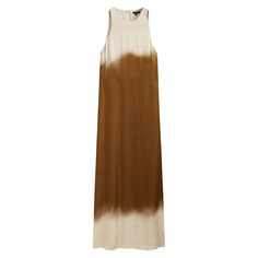 Платье Massimo Dutti Long Satiny Tie-dye, кремовый/золотистый