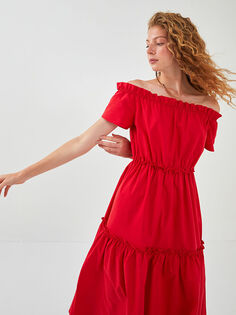 Женское платье с вырезом лодочкой, прямое, с короткими рукавами и оборками, подробное Xside