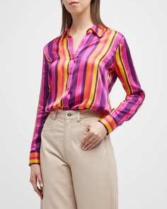 Полосатая блузка Hailie с пуговицами спереди L&apos;Agence L'agence